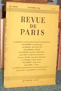 Revue de Paris. 53ème année, novembre 1946, n° 11