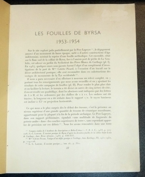 Cahiers de Byrsa - Fouilles de Byrsa 1953-1954