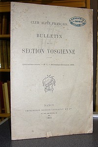 livre ancien - Club Alpin Français. Bulletin de la Section Vosgienne, quatorzième année, n° 7, novembre 1895 - Club Alpin