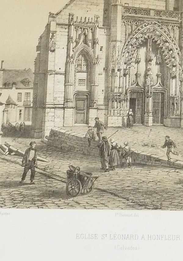 Église St Léonard à Honfleur (Calvados) (Lithographie)