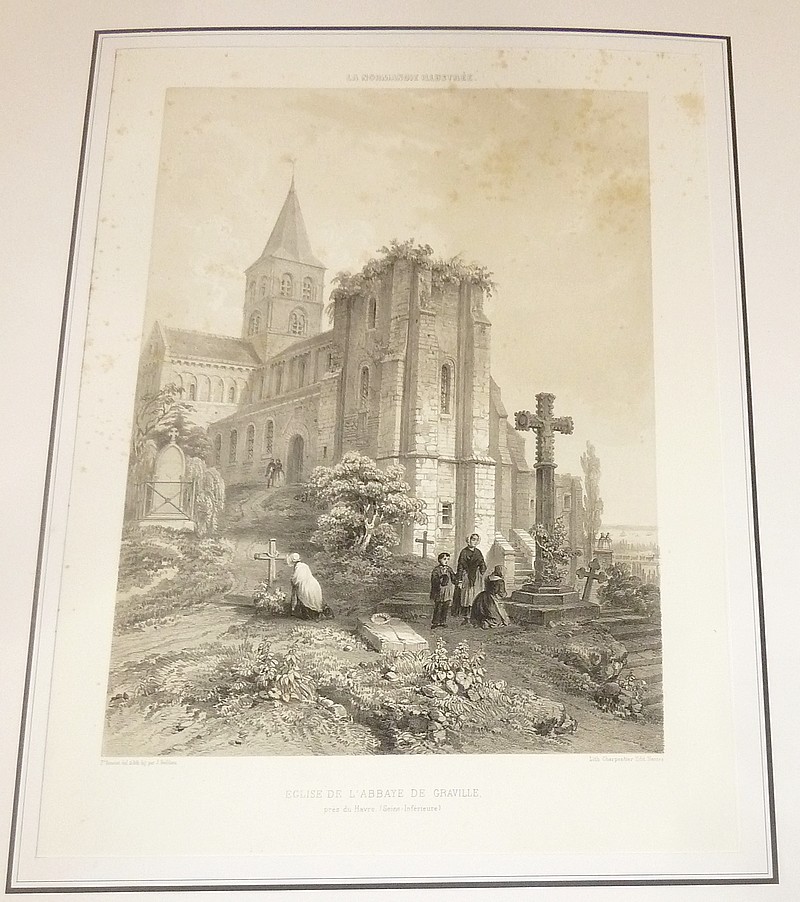 Église de l'Abbaye de Graville près du Havre (Seine-Inférieure) (Lithographie)