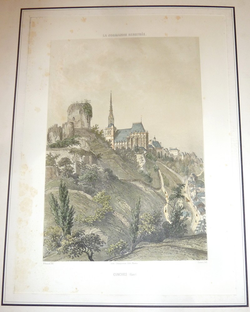 livre ancien - Conches (Eure) (Lithographie aquarellée) - Benoist, Félix