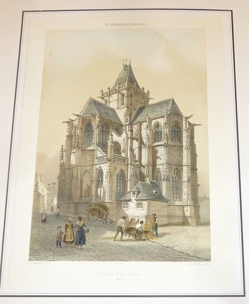 Église d'Ecouché (Orne) (Lithographie aquarellée) - Benoist, Félix