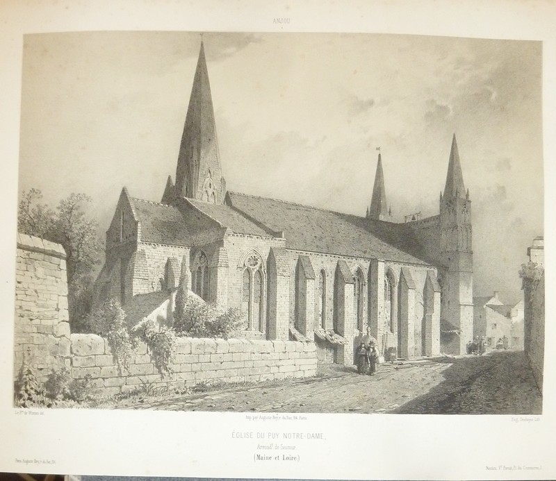 Église du Puy Notre-Dame, arrondissement de Saumur (Maine et Loire) (Lithographie)