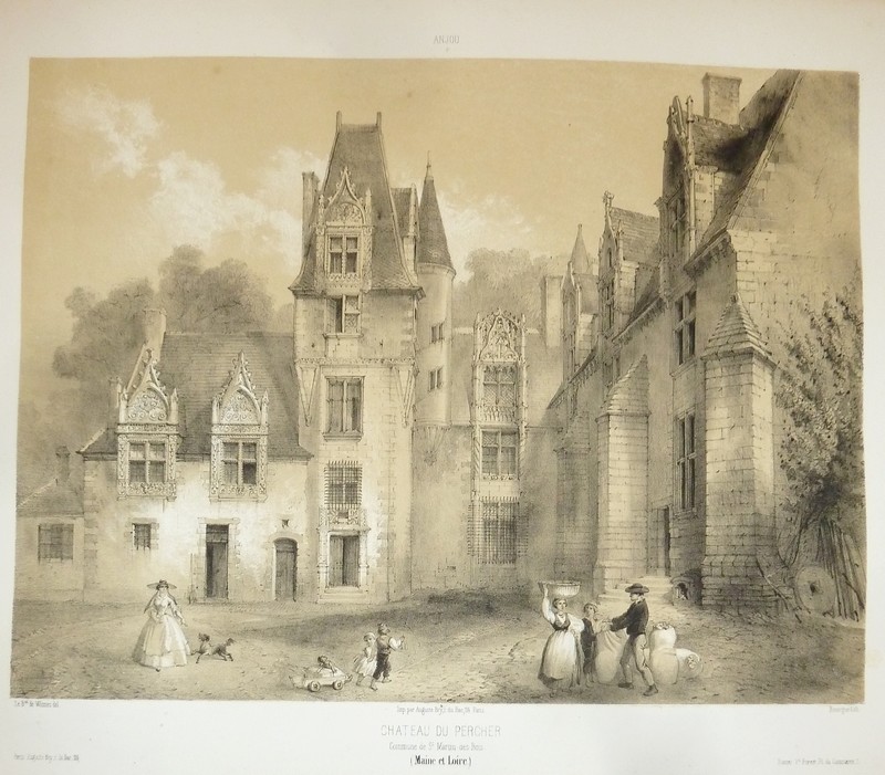 Château du Percher, Commune de St Martin des Bois (Maine et Loire) (Lithographie) - Wismes, Baron de
