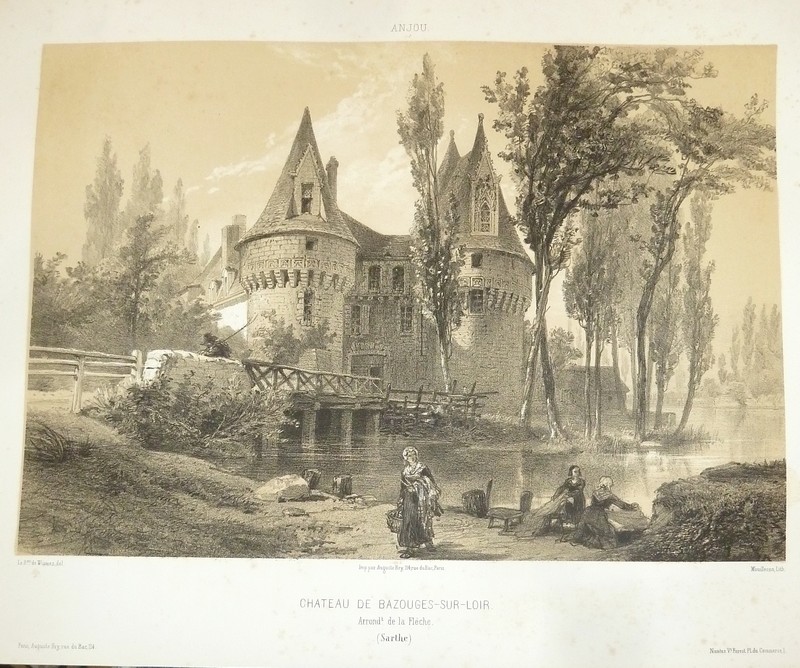Château de Bazouges-sur-Loir, arrondissement de la Flèche (Sarthe) (Lithographie) - Wismes, Baron de