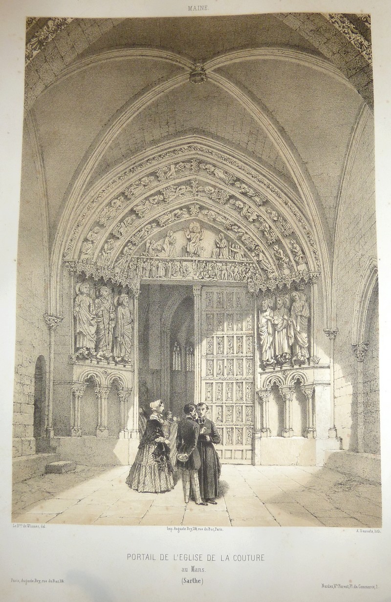 Portail de l'église de la Couture au Mans (Sarthe) (Lithographie) - Wismes, Baron de