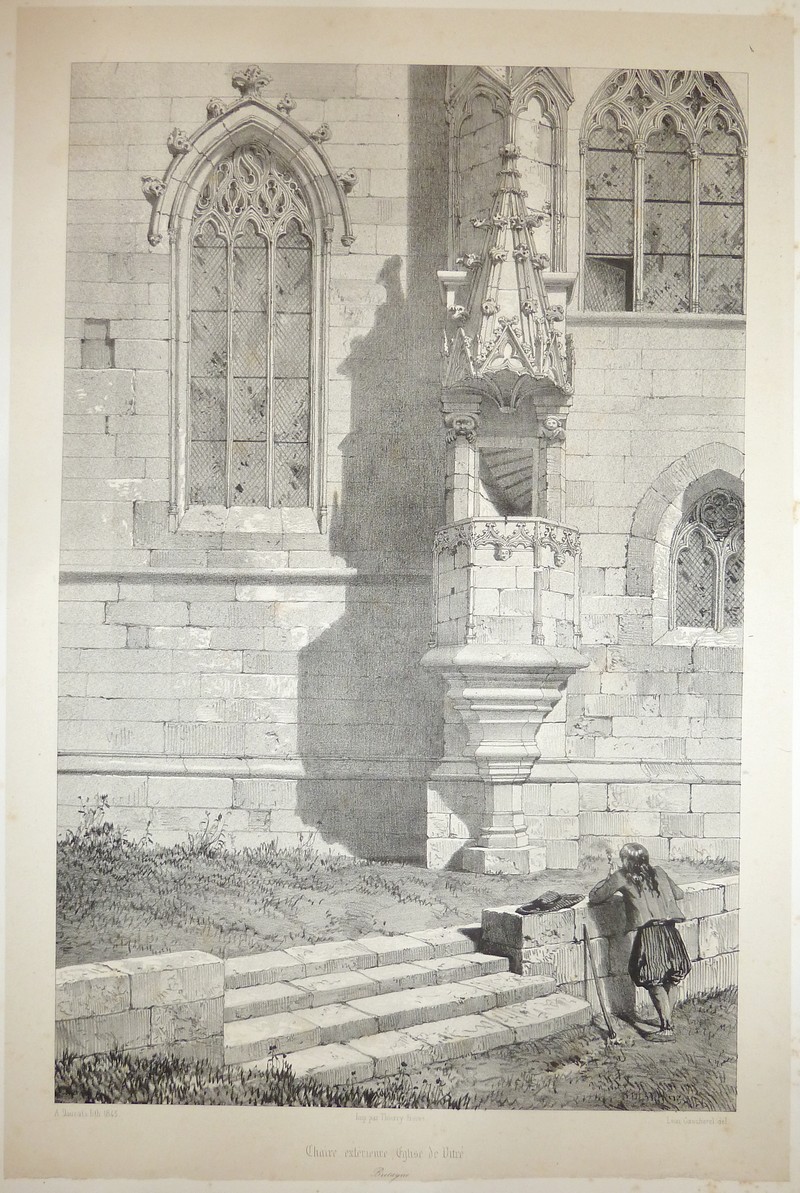 livre ancien - Chaire extérieure, Église de Vitré (Bretagne) (Lithographie) - Gaucherel, Léon