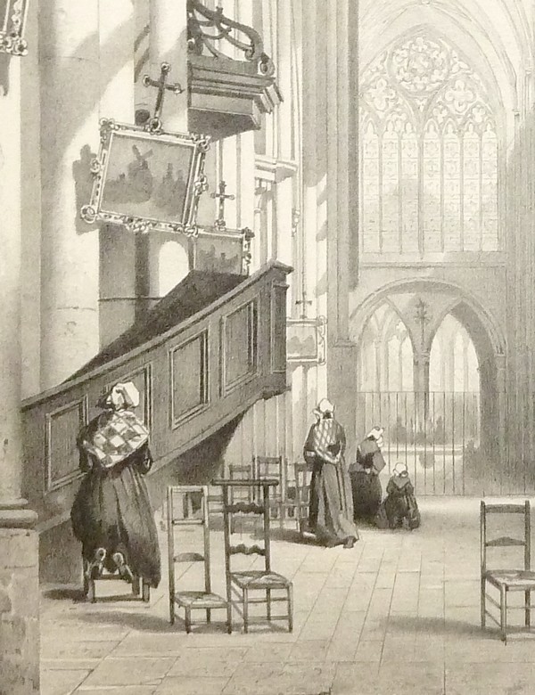 Intérieur de la Cathédrale de Dol (Bretagne) (Lithographie)