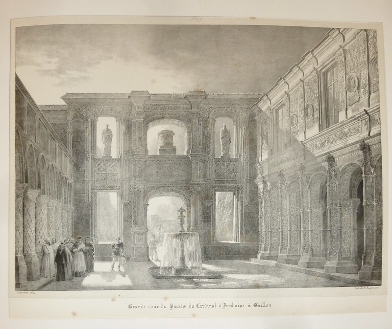 livre ancien - Grande cour du Palais du Cardinal d'Amboise à Gaillon - Fragonard