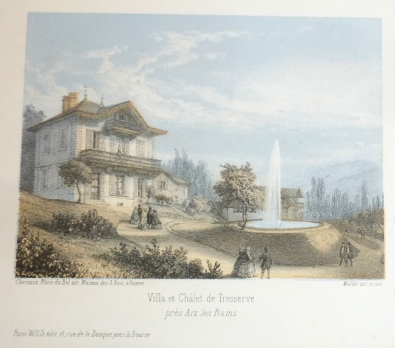 livre ancien - Villa et Châlet de Tresserve près d'Aix les Bains (lithographie couleur) - Muller