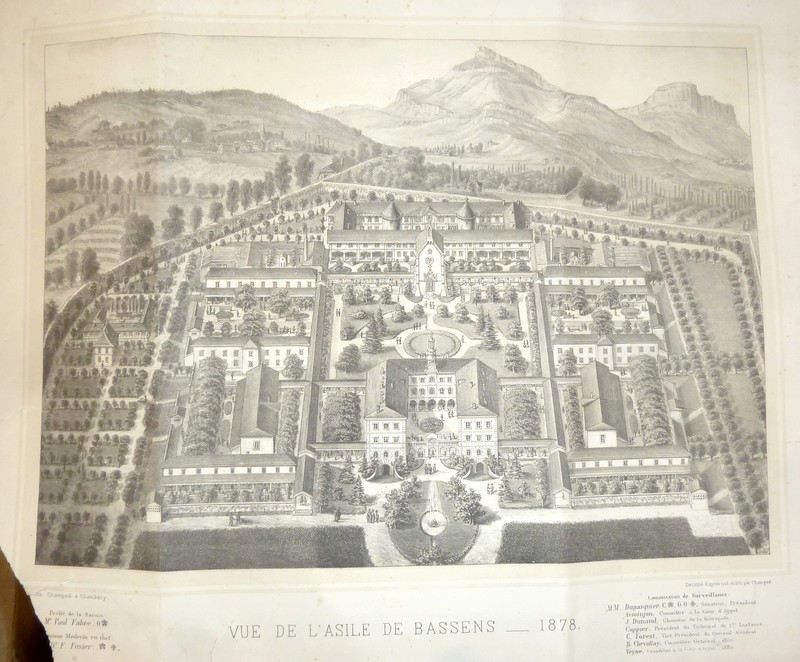 Vue de l'Asile de Bassens - 1878 (lithographie) - Champod