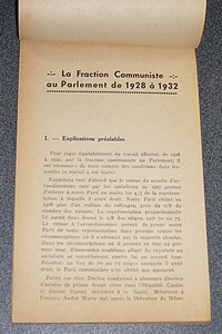 Les dossiers de l'agitateur, N° 7, avril 1932. La fraction communiste au Parlement de 1928 à 1932