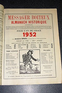 Le Véritable Messager Boiteux de Berne et Vevey, pour l'An de grâce 1952. Almanach historique.