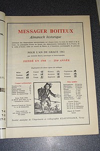 Le Véritable Messager Boiteux de Berne et Vevey, pour l'An de grâce 1961. Almanach historique.