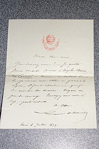 livre ancien - Lettre autographe signée et datée du 6 juillet 1879 - De Neuville