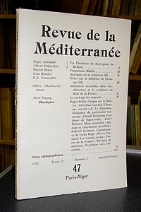 Revue de la Méditerranée - 1952 - Tome 12 - Numéro 1 - Janvier-Février - N° 47 - Revue de la Méditerranée