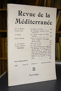 livre ancien - Revue de la Méditerranée - 1952 - Tome 12 - Numéro 5 - Septembre-Octobre - N° 51 - Revue de la Méditerranée
