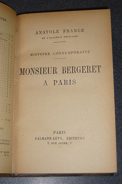 Monsieur Bergeret à Paris - Histoire contemporaine