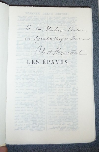 Les épaves (dédicace signée de l'auteur sur un exemplaire de l'édition originale)