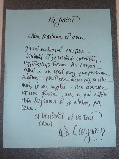 Lettre autographe signée - Larguier Léo