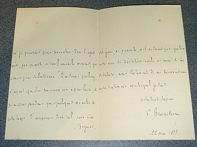 Lettre autographe de 3 pages, signée et datée du 22 mai 1893 de Sceaux