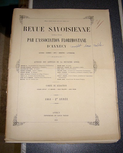 livre ancien - Revue Savoisienne, 1861, 2ème année - Revue Savoisienne