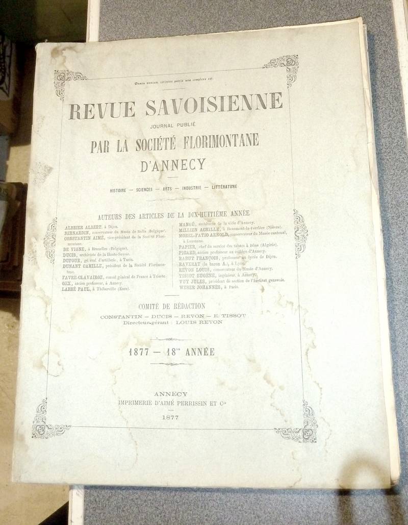 livre ancien - Revue Savoisienne, 1877, 18e année - Revue Savoisienne