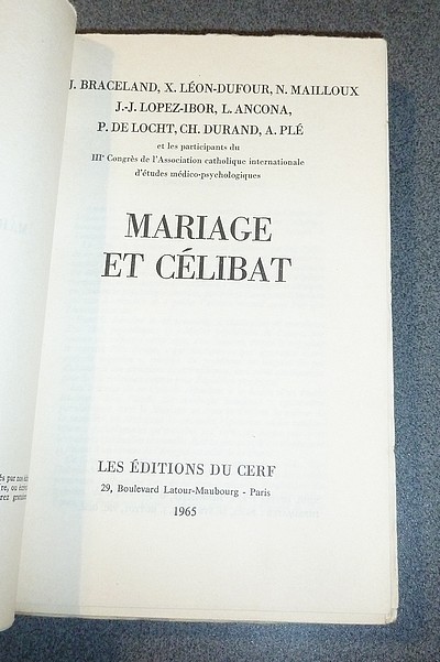 Mariage et Célibat
