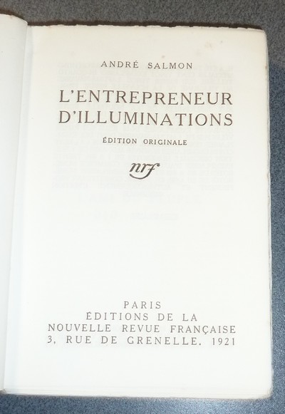 L'entrepreneur d'illuminations (édition originale)