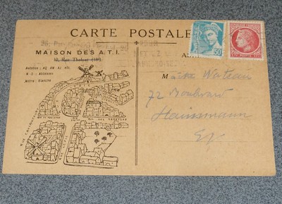 (lettre) Carte postale autographe signée