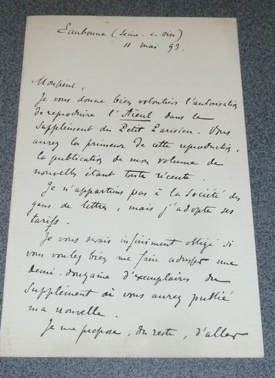 Lettre de 2 pages signée et datée du 11 mai 1899, par Jean Carol à l'attention du « Petit Parisien » - Carol, Jean (Gabriel Laffaille)