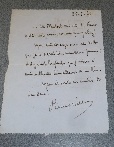 livre ancien - Lettre autographe datée du 25 mai 1920 et signée par Pierre Mille - Mille, Pierre