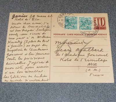 livre ancien - (Lettre) Carte postale autographe signée et datée à l'attention de Jean Ajalbert de l'Académie Goncourt - Carco, Francis