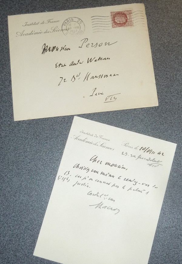 Lettre autographe signée par Alfred Lacroix à l'entête de l'Institut de France - Lacroix, Alfred