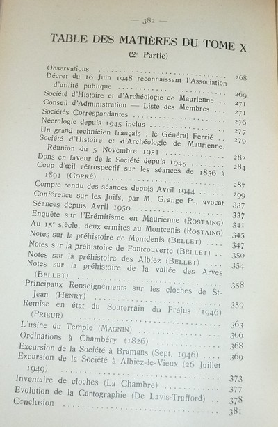 Société d'Histoire et d'Archéologie de Maurienne - Tome X, Deuxième partie, 1952