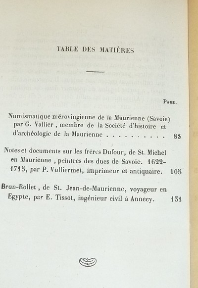 Société d'Histoire et d'Archéologie de Maurienne - Première Série, 4e volume, les Bulletins 1 à 5 (Complet des 5 volumes), 1876-1877-1879