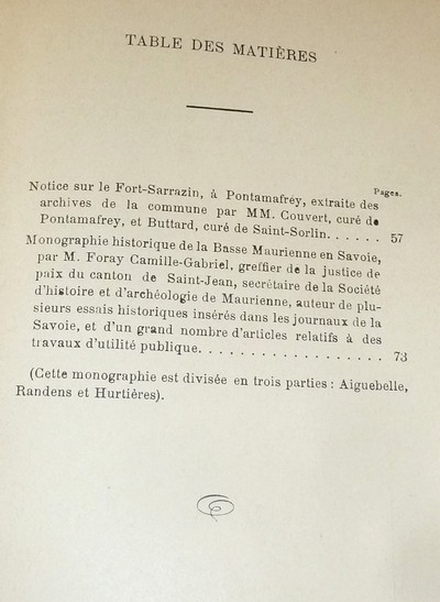 Société d'Histoire et d'Archéologie de Maurienne - Première Série, 1er volume, Deuxième Bulletin 1894, deuxième édition (1860)