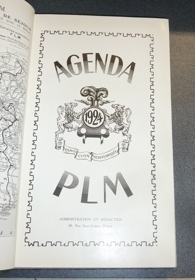 Agenda PLM 1924. Chemins de fer Paris-Lyon-Méditerranée (bien complet du supplément des 12 cartes postales)