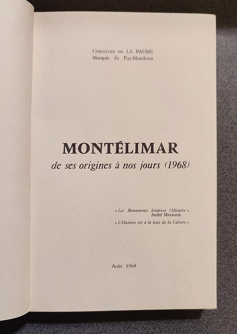 Montélimar, de ses origines à nos jours (1968)