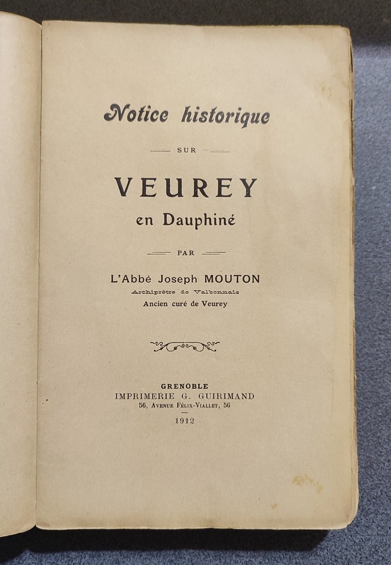 Notice historique sur Veurey en Dauphiné