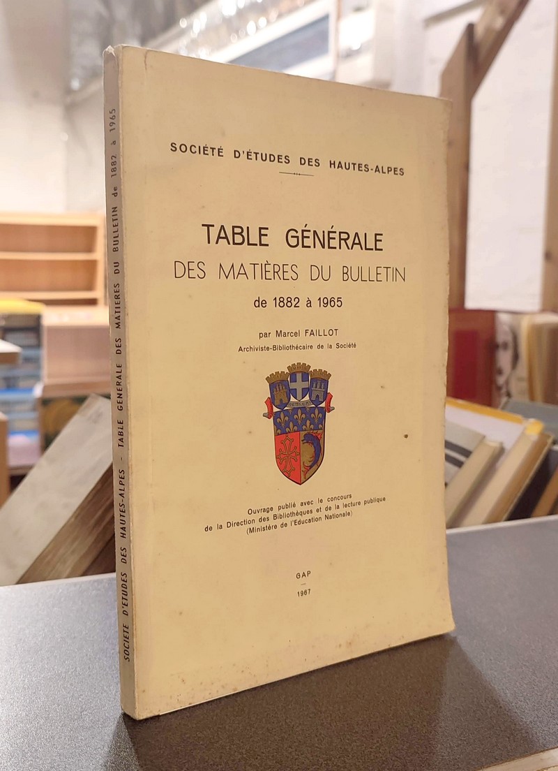 livre ancien - Table générale des matières du Bulletin de 1882 à 1965 de la Société d'études des Hautes-Alpes - Faillot, Marcel