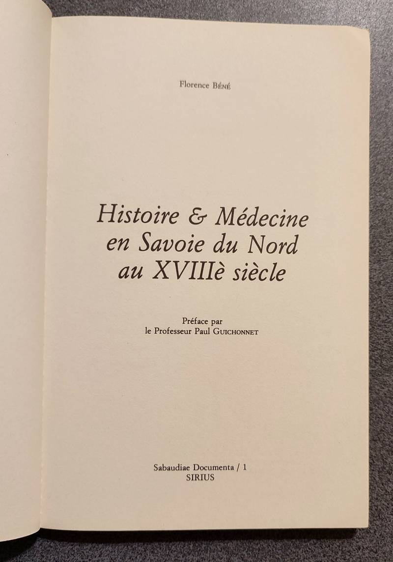 Histoire & Médecine en Savoie du Nord au XVIIIe siècle