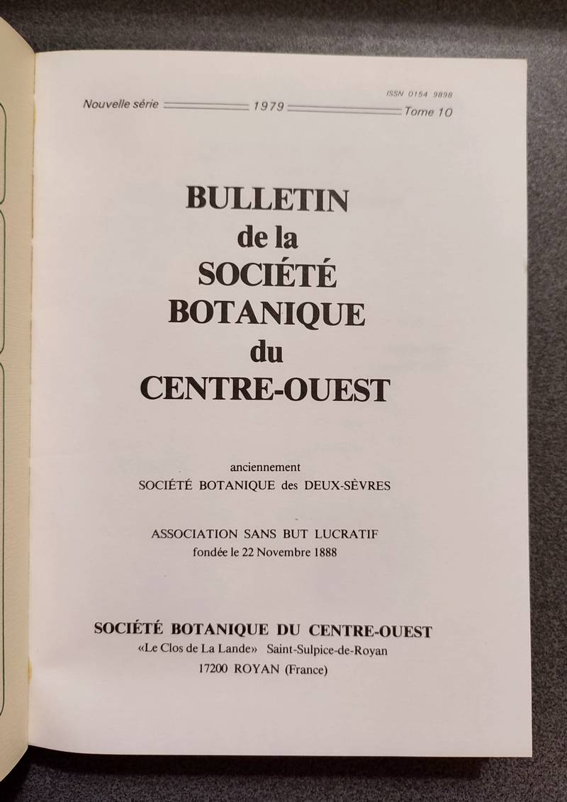 Bulletin de la société botanique du Centre-ouest, Tome 10 - 1979