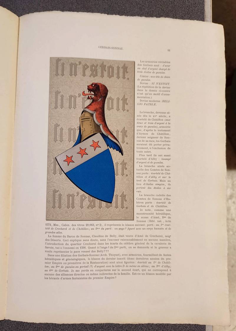 livre ancien - Armorial et Nobiliaire de l'Ancien Duché de Savoie (Tome III - livraison 6) - Foras, Le Cte E. Amédée de