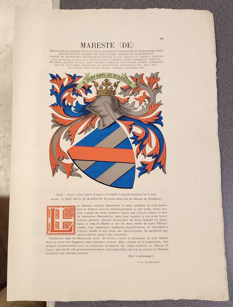 livre ancien - Armorial et Nobiliaire de l'Ancien Duché de Savoie (Tome III - livraison 24) - Foras, Le Cte E. Amédée de