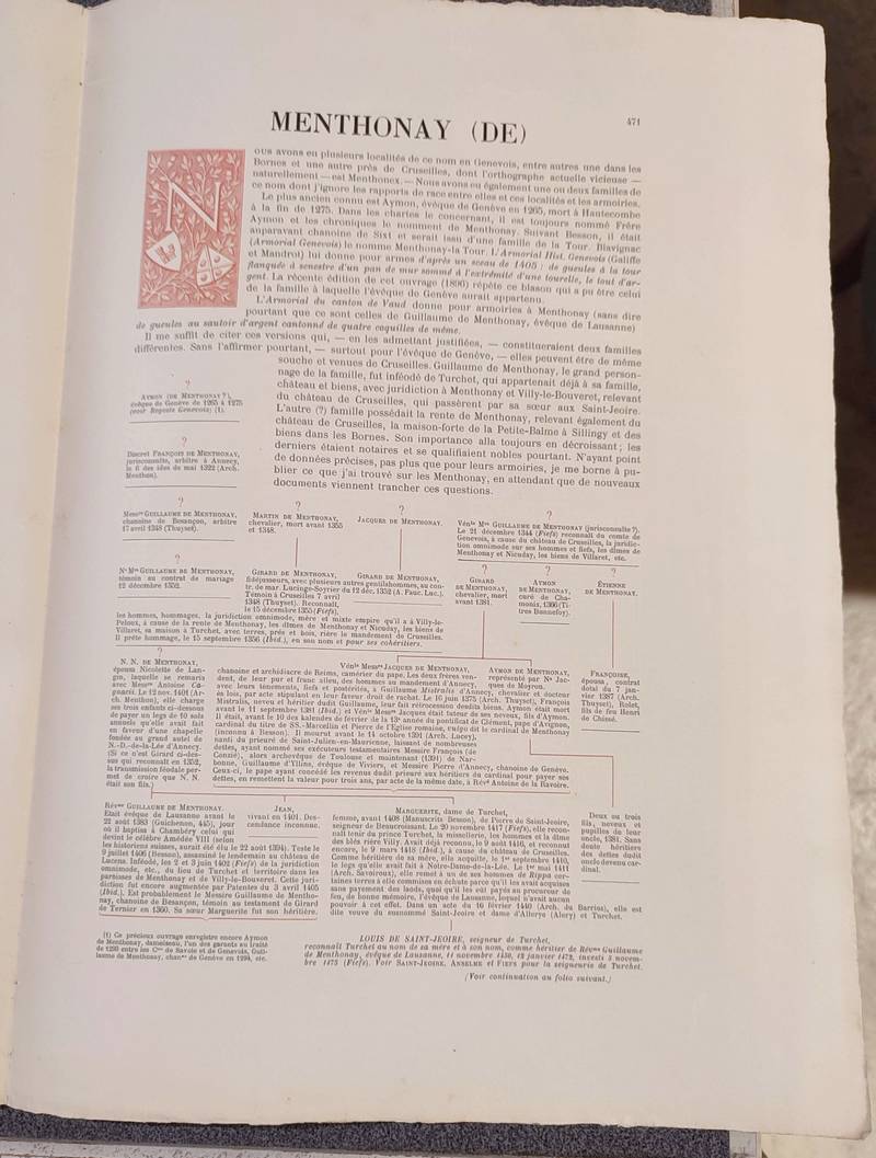 livre ancien - Armorial et Nobiliaire de l'Ancien Duché de Savoie (Tome III - livraison 29) - Foras, Le Cte E. Amédée de