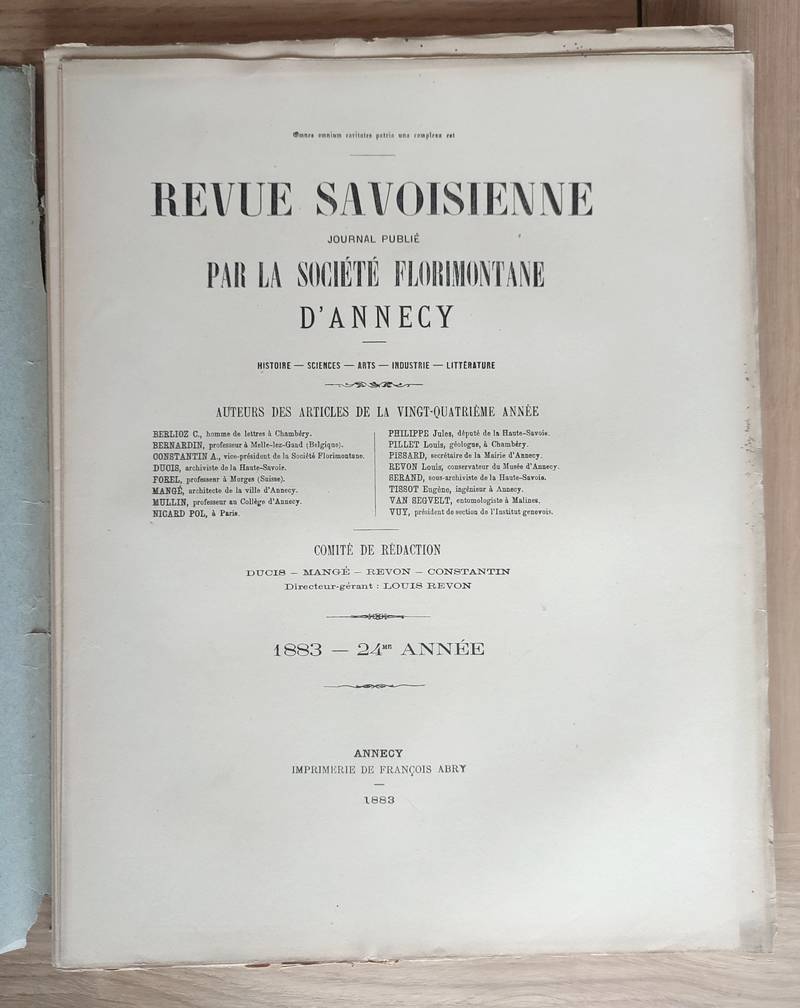 Revue Savoisienne, 1883, 24ème année