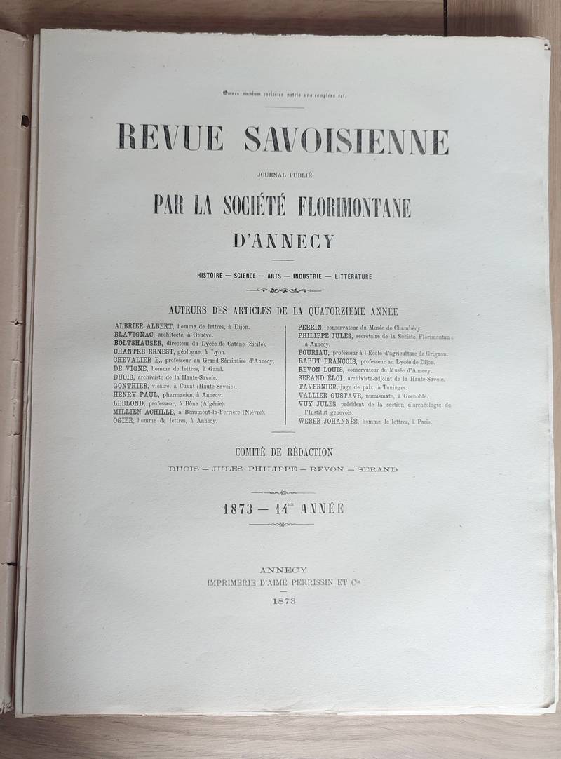 Revue Savoisienne, 1873, 14ème année