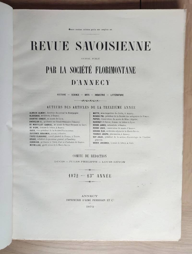 Revue Savoisienne, 1872, 13ème année